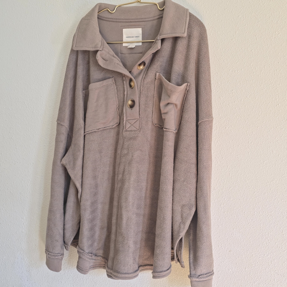 American Eagle Outfitters Brown Long Sleeve Shirt